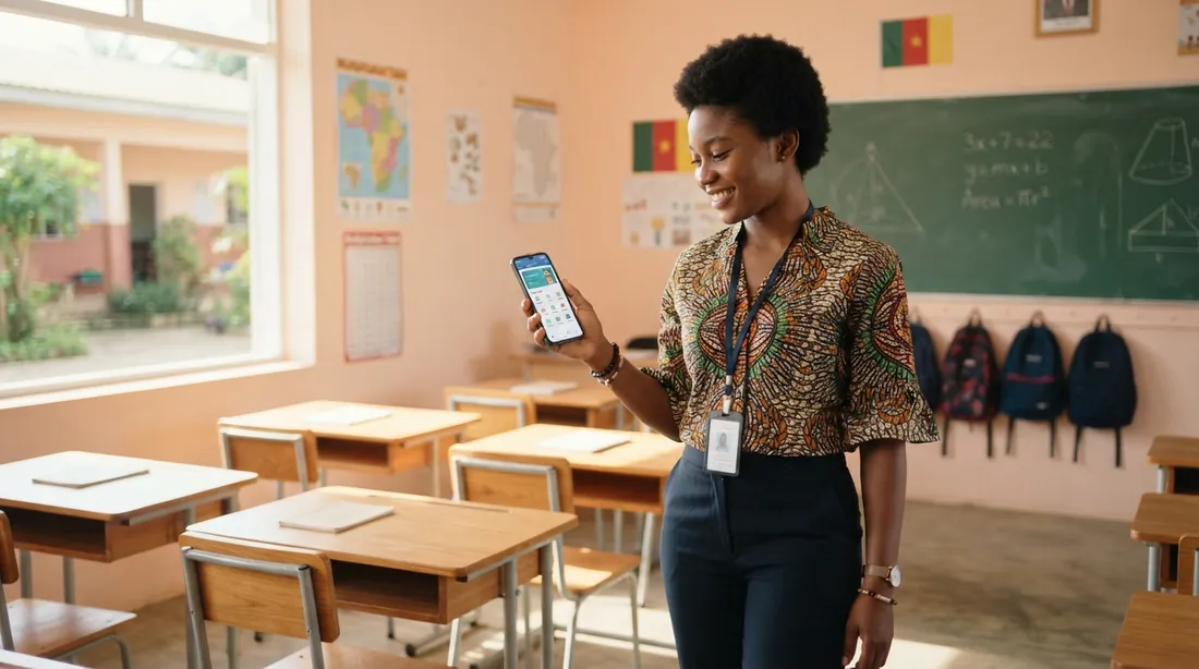 Enseignant camerounais devant sa classe